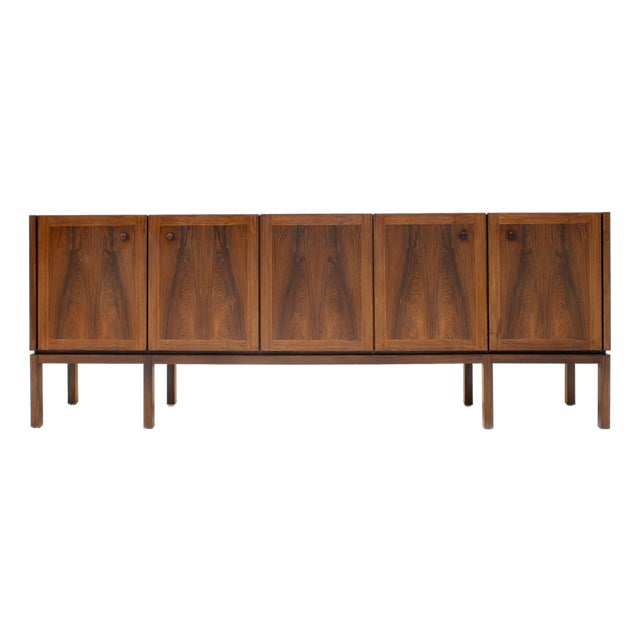 Symmetric Sideboard in Dark Walnut attributed to Royal Board, Sweden, 1961 For Sale