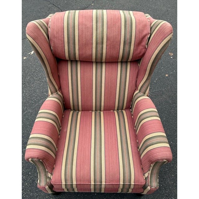 Late 20th Century Pennsylvania House Wingback Chair With Ottoman For Sale In New York - Image 6 of 12