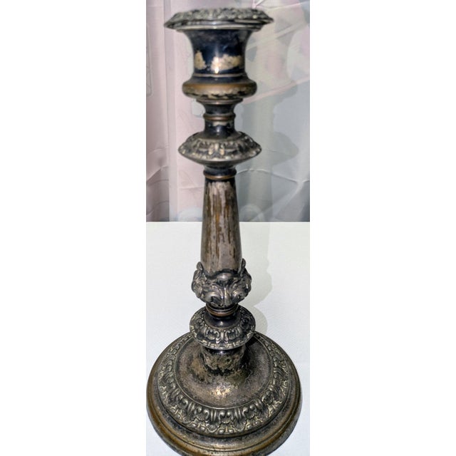 Silver Pair of Antique Victorian Rococo Revival Silverplate Candlesticks, 12 Inches Tall For Sale - Image 8 of 18