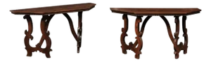 19th Century Italian Halved-Octagon Lyre Leg Consoles