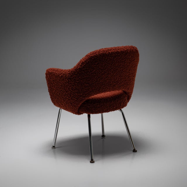 Mid-Century Modern Model 71 Dining Chair in Pierre Frey Alpaca and Mohair Bouclé by Eero Saarinen for Knoll, 1960s For Sale - Image 3 of 14