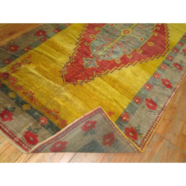 Asian Antique Early 20th Century Zabihi Collection Yellow Turkish Gallery Rug - 5'8" x 11'2" For Sale - Image 3 of 12