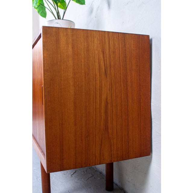 Mid-Century Danish Sideboard with Rolling Doors Teak by Ejnar Larsen & Aksel Bender for Næstved Furniture Factory, 1960s For Sale - Image 13 of 18
