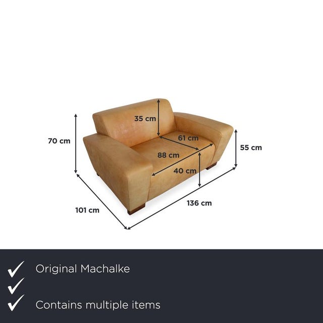Modern 3-Seater Sofa, Lounge Chair and Ottoman in Cognac Leather from Machalke, Set of 3 For Sale - Image 3 of 18