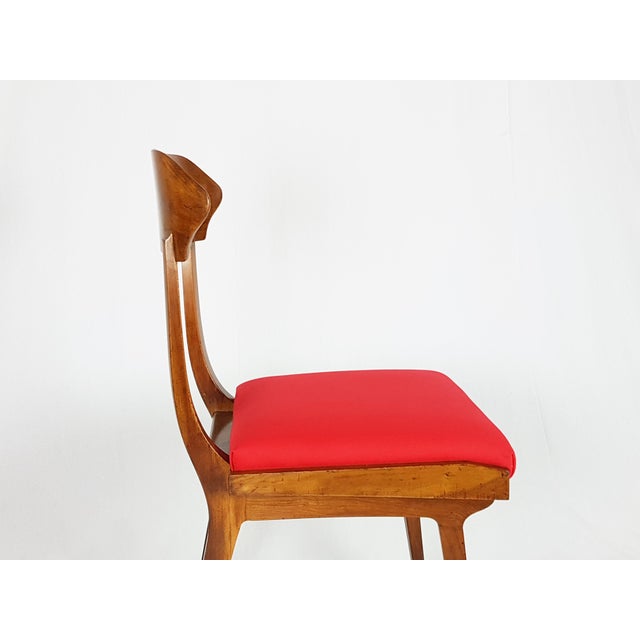 Mid-Century Modern Wood and Red Fabric Side Chairs from Fratelli Barni Mobili Darte, 1950s, Set of 2 For Sale - Image 12 of 14