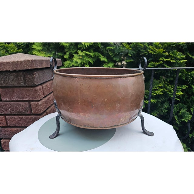 Art Deco copper container/pot, dimensions: height including handles 33.5 cm; pot height 28 cm; diameter measured without...