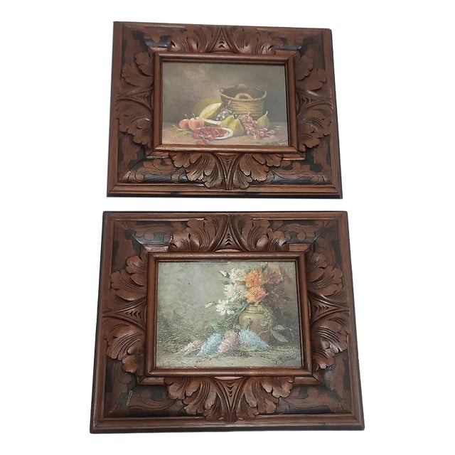 Paintings, Spain, 1950s, Oil on Cardboard, Framed, Set of 2 For Sale