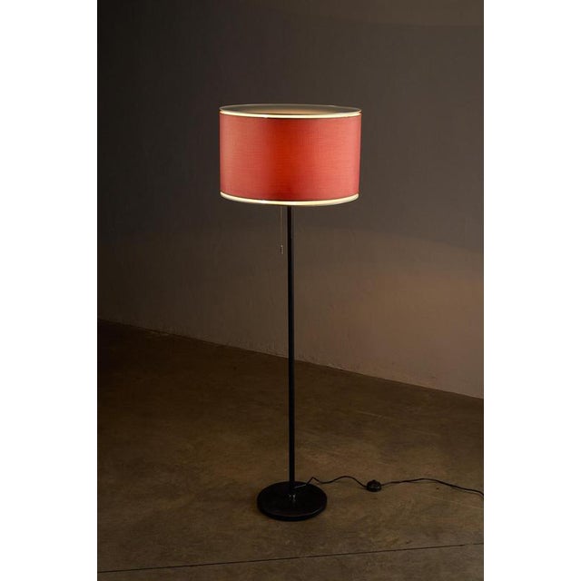 Black Floor Lamp with Bordeaux Shade and Leather Base from Staff Leuchten, 1970s For Sale - Image 8 of 9