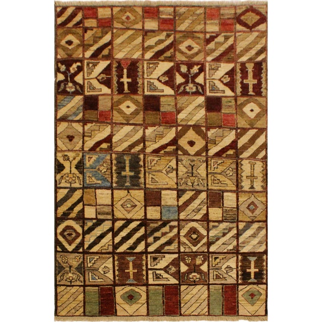 Brown 1990s Contemporary Gabbeh Brown/Green Wool Area Rug -3'11 X 5'7 For Sale - Image 8 of 8