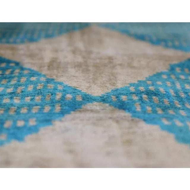 Handmade 16x24 Turquoise Silk Velvet Throw Pillow – Luxury Geometric Lumbar Cushion For Sale - Image 4 of 8