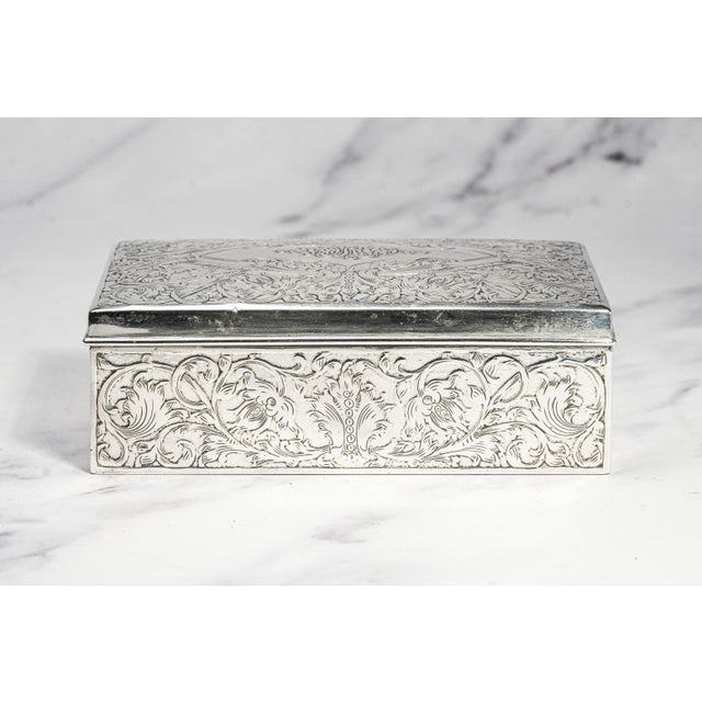Stunning Antique Tiffany & Co Sterling Silver Box Art Nouveau Engraved Presentation Box Nyc New York History Luxury Home Decor For Sale - Image 9 of 16