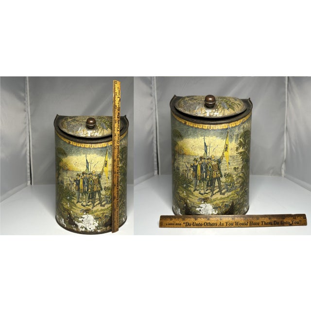 Antique Tin-Litho Tobacco Canister: Ponce de Leon General Store Display For Sale - Image 10 of 10