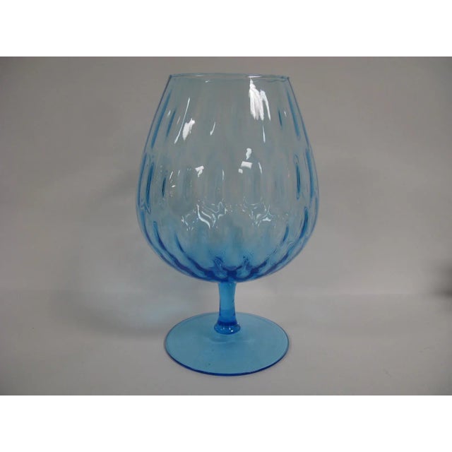 1960s Empoli Aqua Blue Optic Glass Snifter Vase For Sale - Image 11 of 13