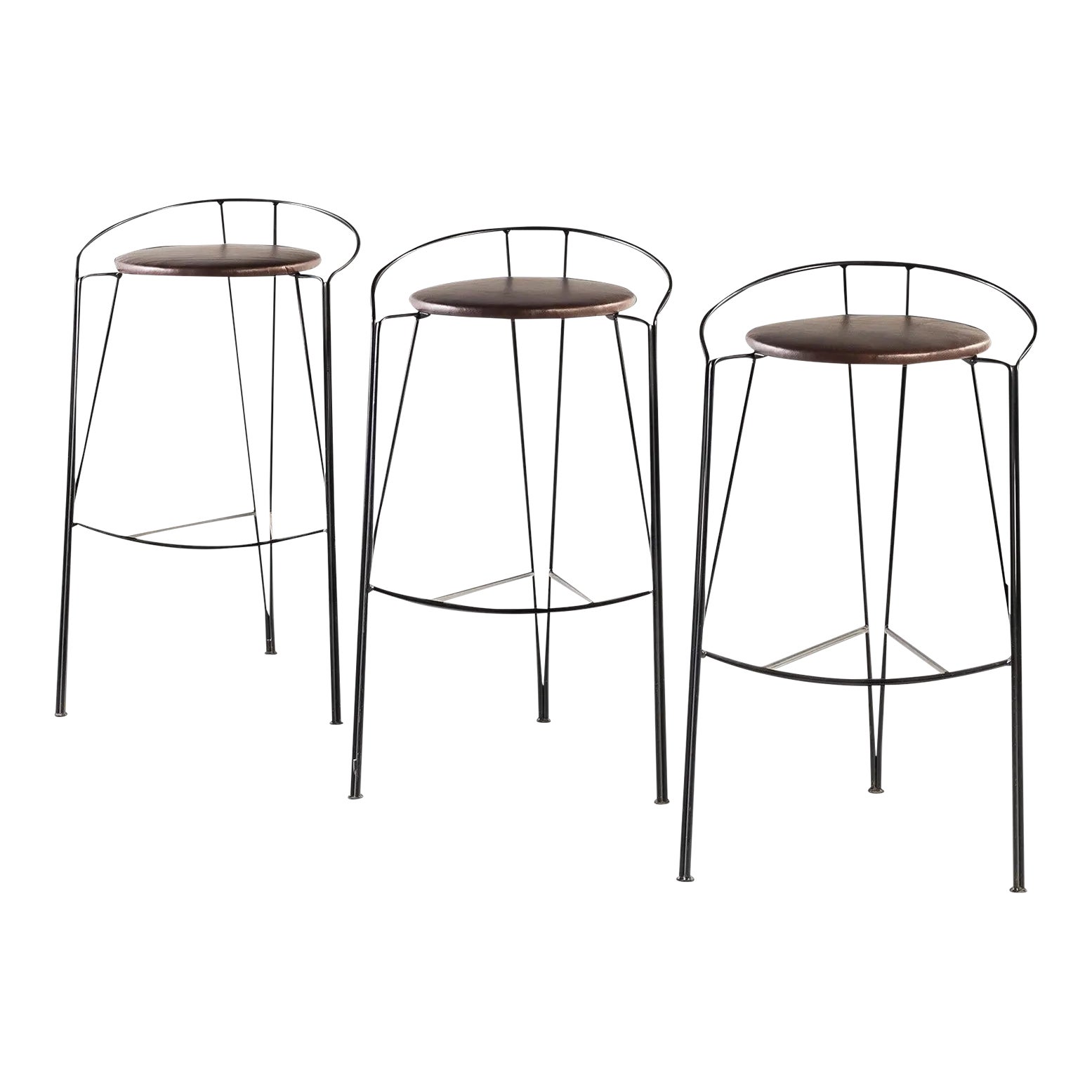 Post Modern "Silver Moon" Bar Stools with New Leather Seats by Pascal