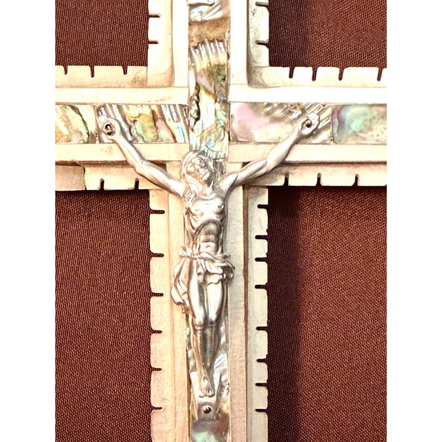 Contemporary Mid-Century Jerusalem Crucifix With Mother-of-Pearl Inlay For Sale - Image 3 of 5