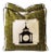 Robert Allen Green Pagoda Print Pillows, 18" X 18" With Down Inserts For Sale