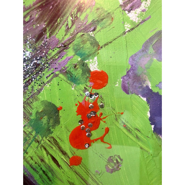 Sheila Elias, 1980's Mixed Media Painting Glitter Feminist Pop Art Miami Artist Sheila Elias, 1980 For Sale - Image 13 of 16