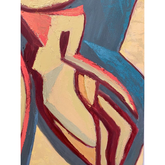 Textile "Siblings" Contemporary Original Expressionist Figurative Oil Painting by Thom Evans For Sale - Image 7 of 12