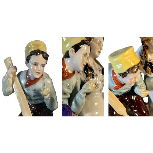 Antique German Four Children in Lively Conversation Porcelain Figurine For Sale - Image 18 of 18