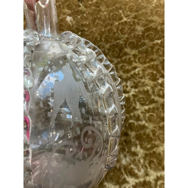 Glass Antique 19th Century Dutch Glass Decanter – Etched Grapes & Vines, Rippled Decor For Sale - Image 7 of 18