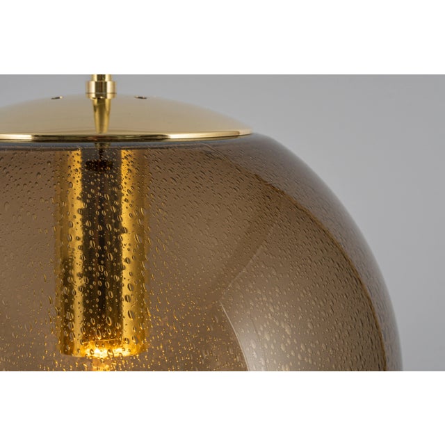Gold Large Limburg Brass with Smoked Glass Ball Pendant, Germany, 1970s For Sale - Image 8 of 13