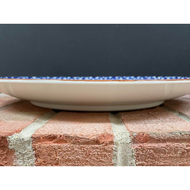 Vintage Japanese Ceramic Imari Style Blue & Yellow Round Charger Plate / Serving Platter For Sale In Chicago - Image 6 of 8
