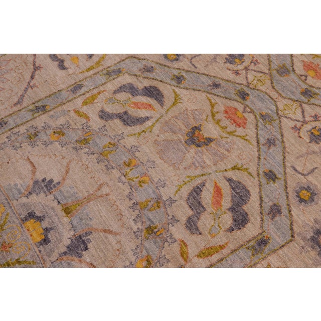 1990s Boho Chic Ziegler Gray Green Hand-Knotted Wool Rug - 9'1'' X 11'8'' For Sale - Image 5 of 8