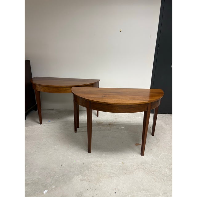 Pair of Demilune Mahogany Tables / Round Table, Federal Style For Sale In Houston - Image 6 of 9