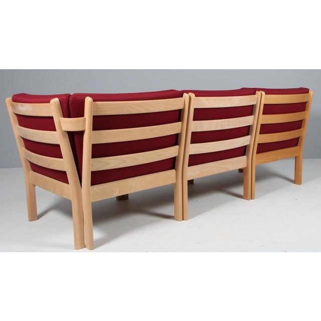 Wood Modul Sofa in Beech and Red Wool attributed to Hans J. Wegner for Getama, 2000s For Sale - Image 7 of 8