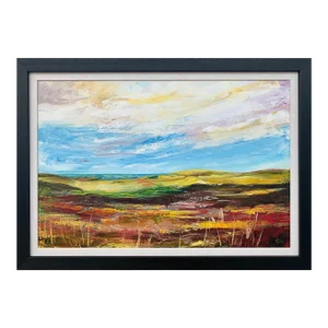 Colourful Abstract Landscape Painting of English Countryside - Unique Original Art by Contemporary British Artist, 2020
