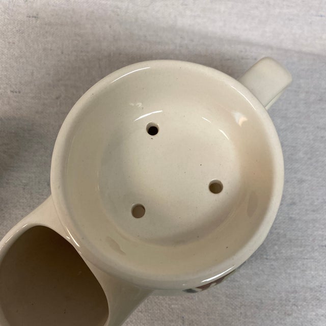 Vintage Scuttle Shaving Mug English Fox Hunt Scene by Liverpool Road Pottery and Antique Brush - 2 Piece For Sale - Image 10 of 12