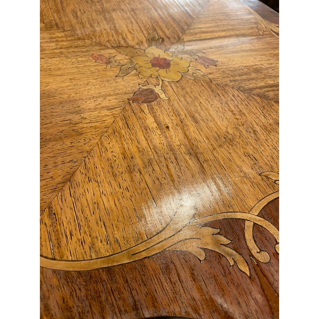 Early 20th Century Floral Inlaid Table With Carved Legs For Sale - Image 10 of 11
