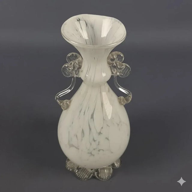 Modern White Spotted Murano Glass Vase from Barovier & Toso, 1960s For Sale - Image 3 of 12