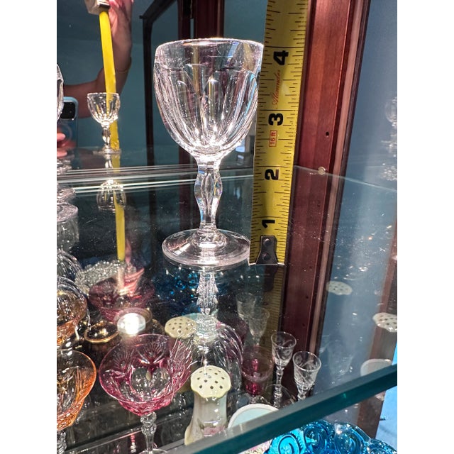 Set of 6 Antique Libbey Crystal Glass Port Wine Cut Panel Air Trap Bubble Stemware For Sale - Image 6 of 8