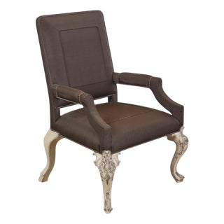 J Robert Scott Regency Style Carved & Upholstered Armchair - 1 of 4 For Sale