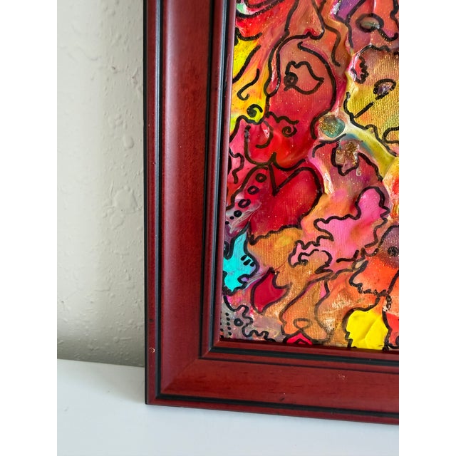 Abstract Serg Graff "Golden Comb" Abstract Acrylic Painting Framed Outsider Art Coa For Sale - Image 3 of 8