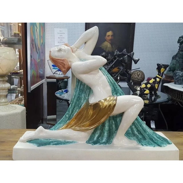 1930s Art Deco Armand Godord France Kaza Editition Large Porcelain Female Figure For Sale - Image 10 of 10