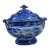 Antique Staffordshire Blue White Transferware Covered Soup Tureen Pastoral Scene For Sale