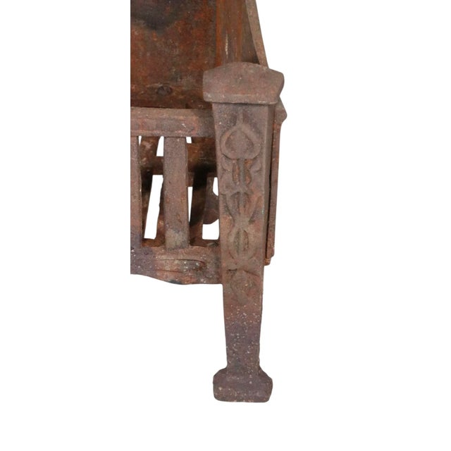 Metal Vintage Arts and Crafts Cast Iron Fireplace Grate For Sale - Image 7 of 12