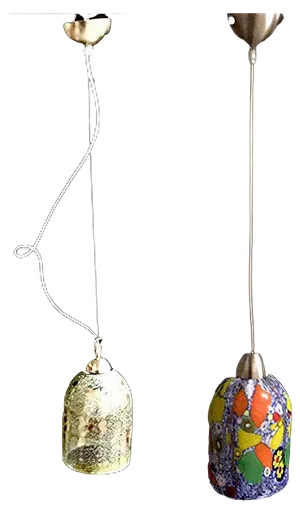 Vintage Murano Glass Ceiling Lamps from Venini, Set of 2