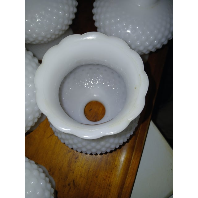 White Vintage Hobnail Milk Glass Chandelier or Sconce Shades, Set of 5 For Sale - Image 8 of 12