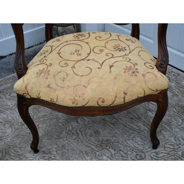 French Vintage Carved French Style Bergere Type Chair For Sale - Image 3 of 12