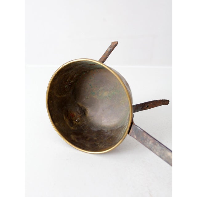 Metal Antique Brass and Iron Three-Legged Hearth Cooking Pan For Sale - Image 7 of 16