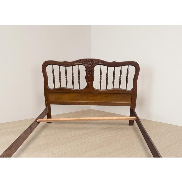 Wood Vintage 20th Century Carved Wooden Bed Frame with Ornamental Headboard & Footboard For Sale - Image 7 of 14