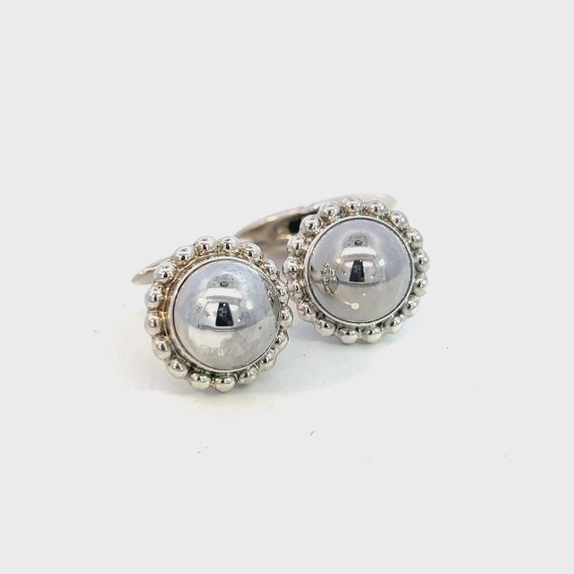 1990s 1990s Georg Jensen Estate Round Beaded Mens Cufflinks Silver, 2 Pieces For Sale - Image 5 of 12