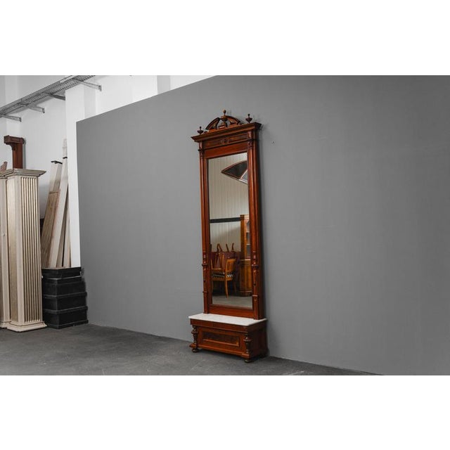 Gründerzeit Standing Mirror with Console in Walnut, 1800s For Sale - Image 3 of 18