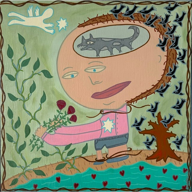 This painting is done by renowned Key West artist Lenny Addorisio. Its is a acrylic painting on wood with a homemade two...