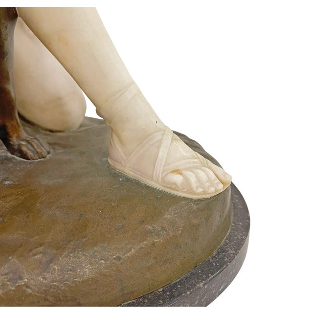 Kneeling Female Nude with a German Shepherd, by artist Georg Richard Schnauder (German, 1886–1956). It is a multi-material...