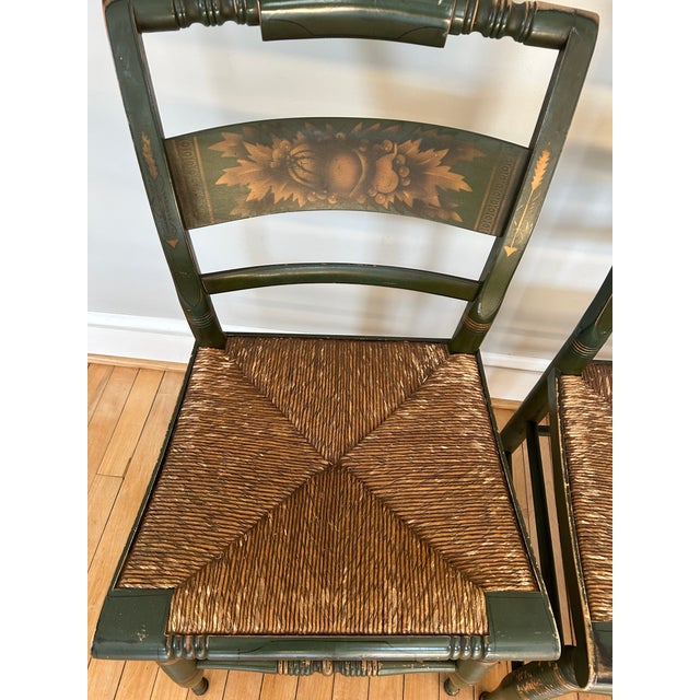 Hitchcock 4 Vintage Hitchcock Harvest Chairs For Sale - Image 4 of 6