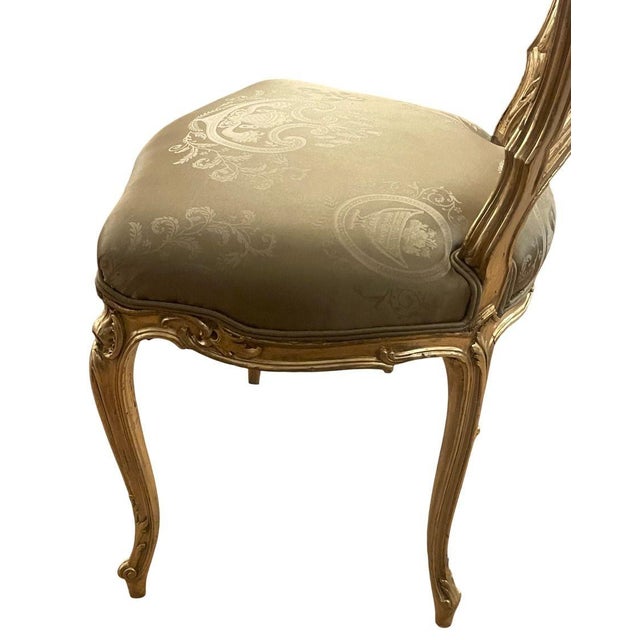 19th Century French Hand-Carved Gilded Chair For Sale In Los Angeles - Image 6 of 8